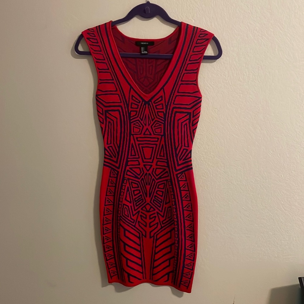 Small Blue and Red mini bodycon dress